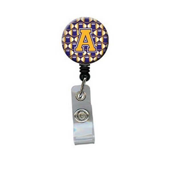 Carolines Treasures Letter A Football Purple and Gold Retractable Badge Reel CJ1064-ABR